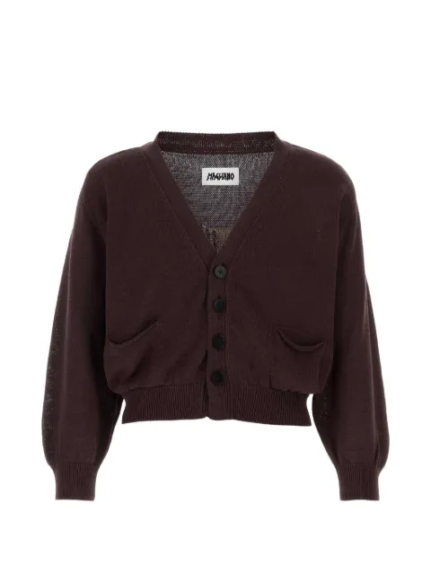 Magliano logo-intarsia cotton cardigan Brown MGSS26CA03012