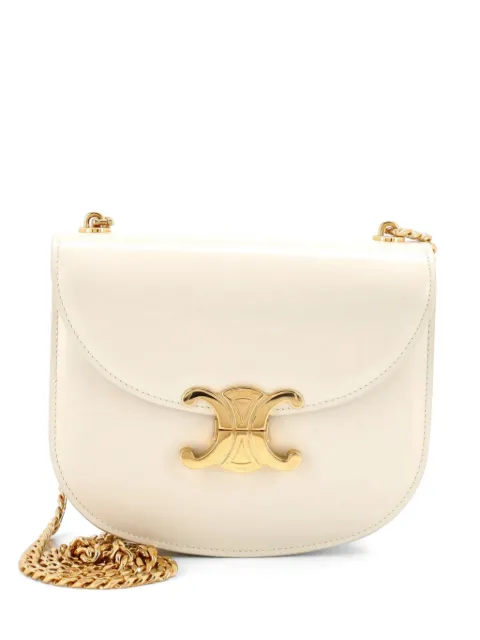 Celine Pre-Owned Triomphe Besace Clea Chain Flap Bag Leather shoulder bag Neutrals 6CJLMK3X2UWJ2B42