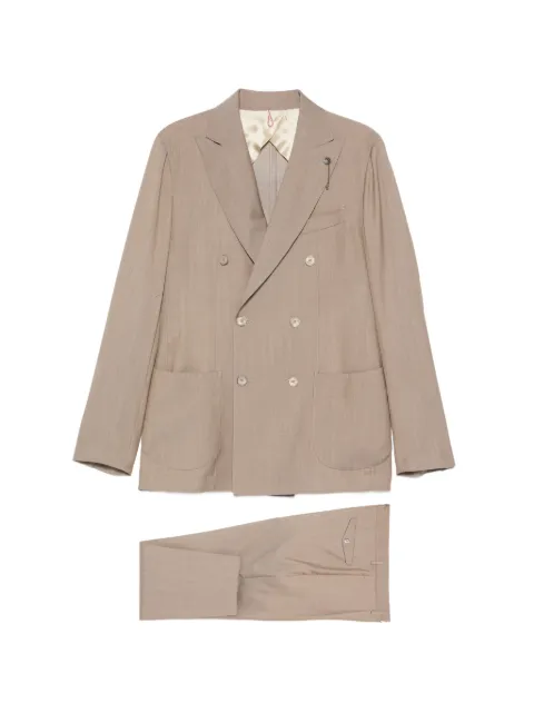 Santaniello double-breasted peak-lapel suit Neutrals E4188V7551MF18