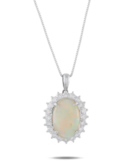 LB Exclusive opal and diamond necklace Silver MF19041026