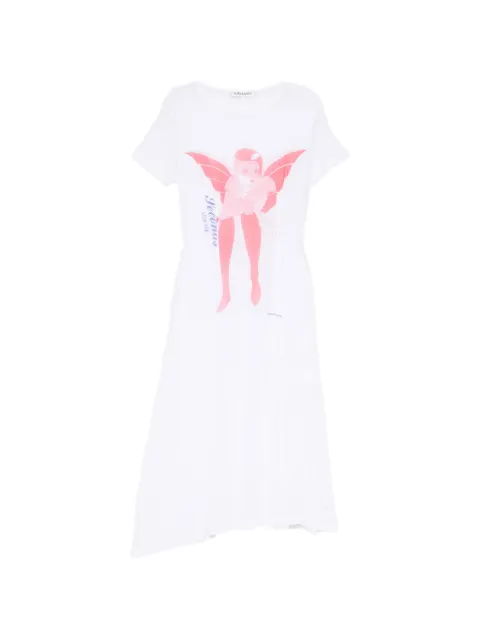 OUR LEGACY Regged print mesh midi dress White W2266RC