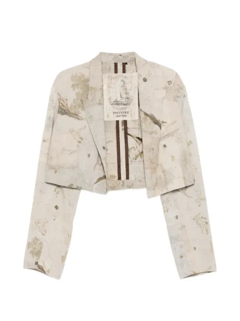 Ziggy Chen cropped print-design jacket Neutrals 0W2610904