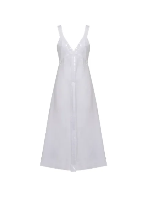 120% Lino sequin-embellished sleeveless midi dress White ALIW4PKT