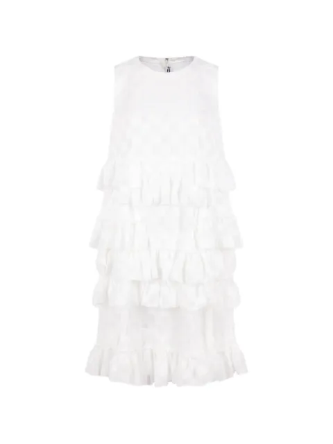 Comme Des Garçons check-pattern ruffled mini dress White RQO001S262WHITE