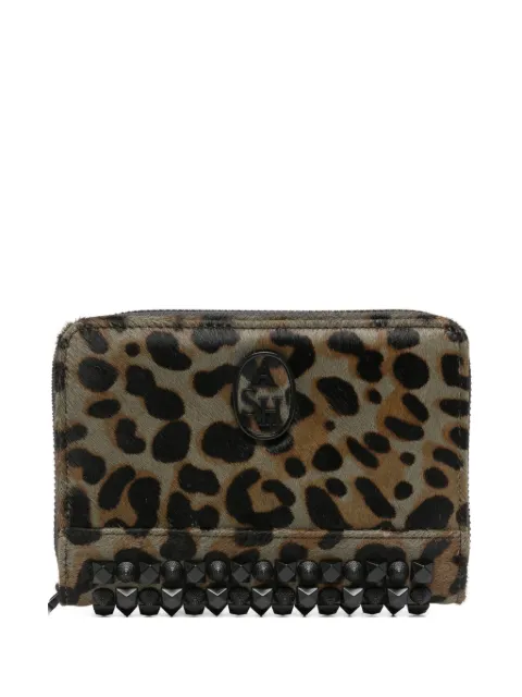 Ash leopard-print stud-embellished wallet Neutrals INGRIDLEOPARD
