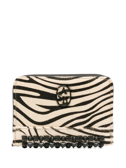 Ash zebra-print studded wallet Neutrals INGRIDPONYZEBRA