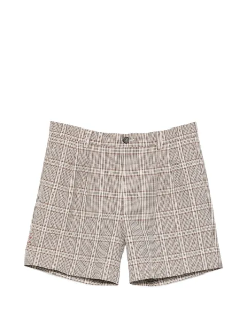 AMARANTO check-pattern pleated shorts Neutrals B6AB0001