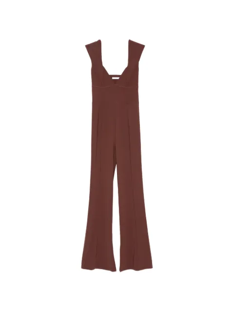 Patrizia Pepe V-neck flared jumpsuit Brown 2T0098JZ26