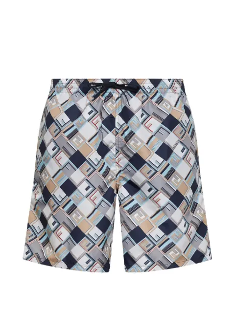 FENDI FF Check swim shorts Blue FXB134B069
