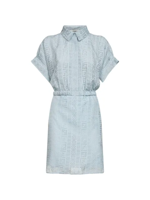 FENDI Pequin FF burnout dress Blue FDD567AWA2