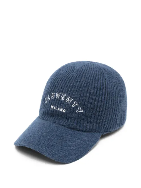 Eleventy ribbed embroidered cap Blue N77CPLN11TES0N023