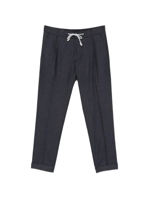 Eleventy drawstring-waist pleated trousers Blue N75PANG03TES0N047