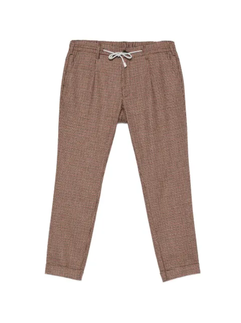 Eleventy houndstooth-pattern drawstring trousers Brown N75PANN03TES0N134