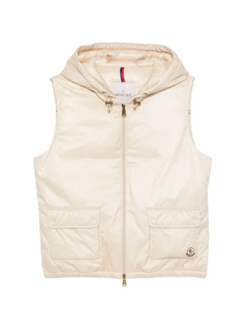 Moncler hooded logo-patch gilet Neutrals L20931A00094597YG
