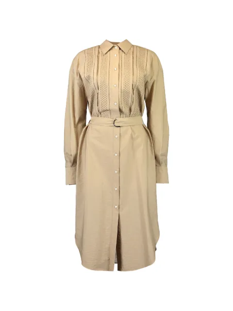 Brunello Cucinelli broderie-anglaise belted midi shirt dress Neutrals MPF79AHF33C8690