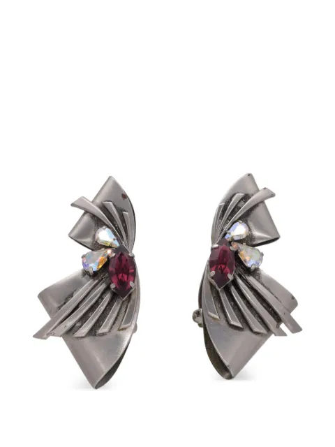 Vintage crystal-embellished clip-on earrings Silver W1342647