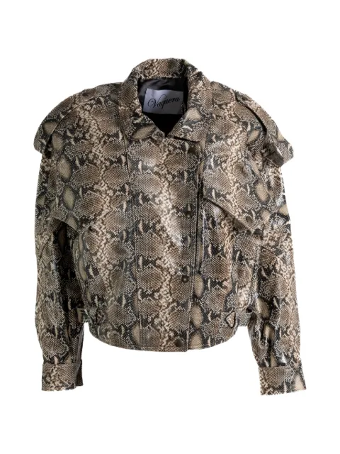 Vaquera python-effect epaulette jacket Neutrals VAQ11J006
