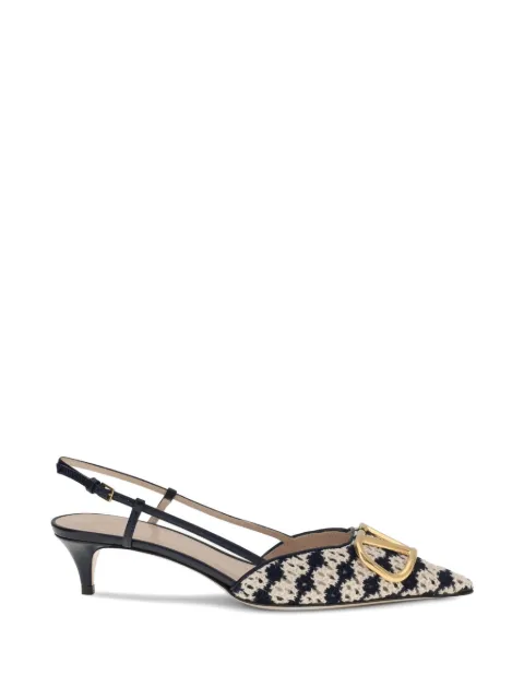 Valentino Garavani VLogo Signature crochet slingback heeled pumps White WS0Q70JZU