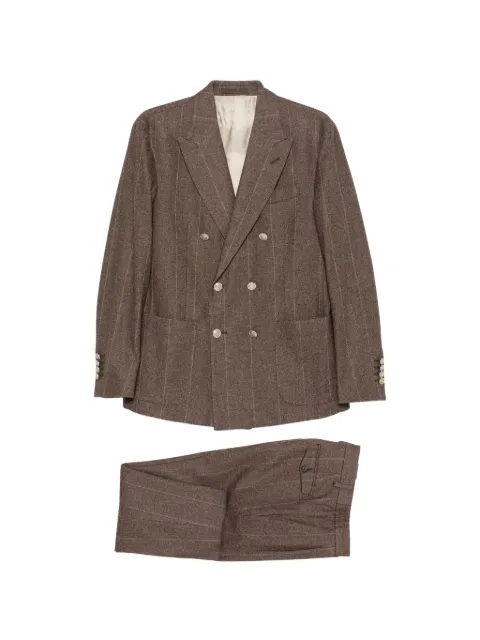 Eleventy double-breasted pinstripe-pattern suit Brown N75ABUB01ABOTTES0N058