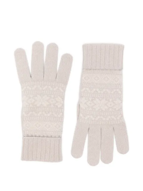 Eleventy Fair Isle-knit ribbed-cuff gloves Neutrals N77GUAN04TES0N022