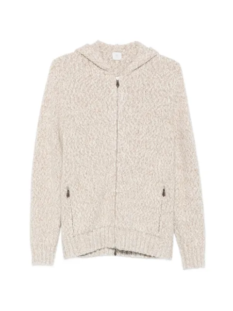 Eleventy zip-up chunky-knit hoodie Neutrals N76MAGN66MAG0N008