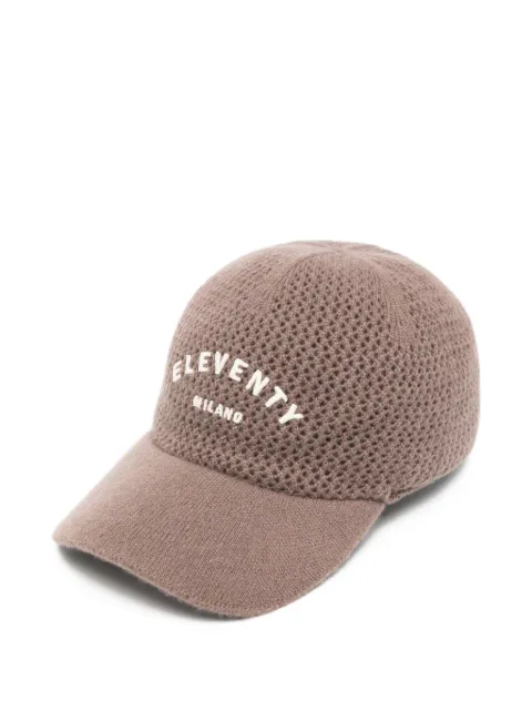 Eleventy logo-embroidered cashmere-wool cap Brown N77CPLN13TES0N024