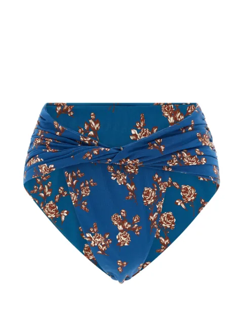 Magda Butrym floral-print ruched bikini briefs Blue 825526