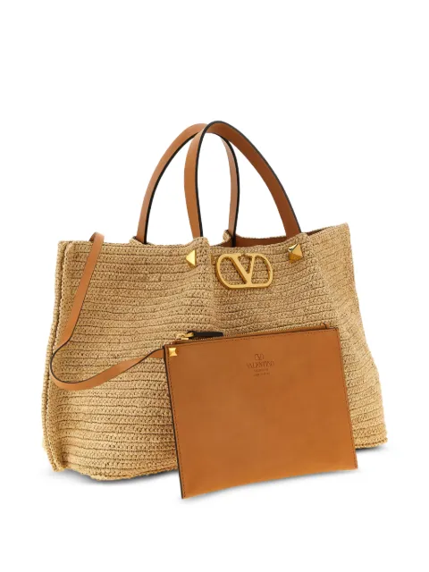 Valentino Garavani VLogo Signature stud-embellished tote bag Neutrals WB0T01QCL