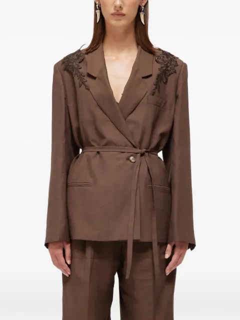 Blugirl floral-patch belted blazer Brown RA6091T8823P9414