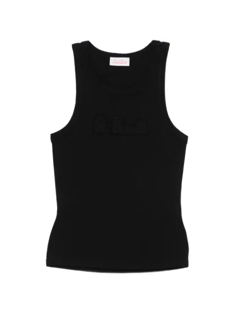 MC2 Saint Barth Ada logo-patch ribbed tank top Black AAD001