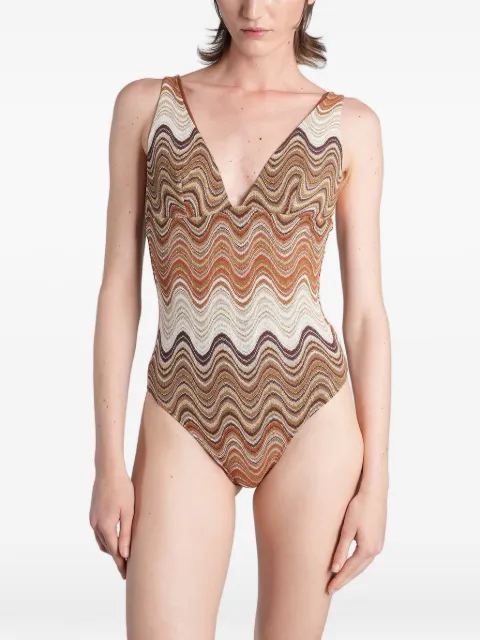 MC2 Saint Barth zigzag-knit swimsuit Brown MAVI00101646L