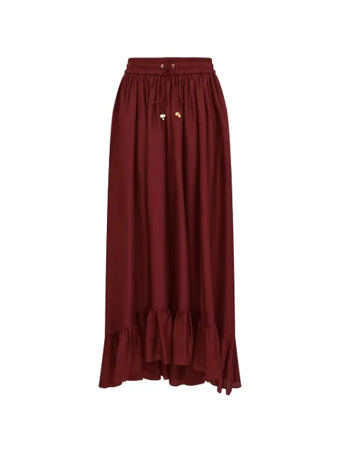 ZIMMERMANN Aster ruffled drawstring maxi skirt Red 8440SSS261