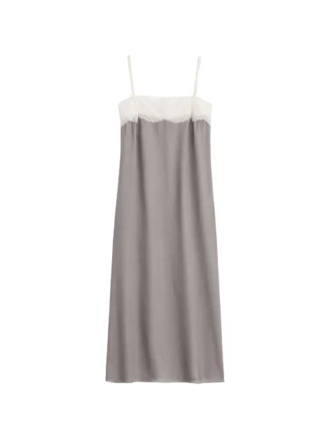 Carven lace-embellished pleated slip dress Grey 6261K21192N996
