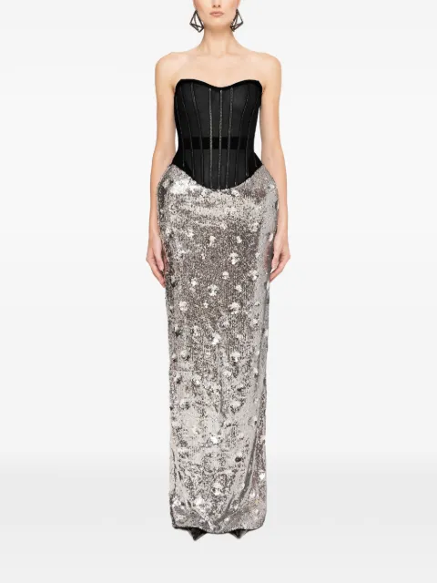 NISSA sequin-embellished corset gown Silver RS16287