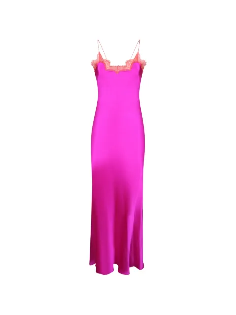 Roberto Cavalli lace-trim silk slip dress Pink WQT110SE042