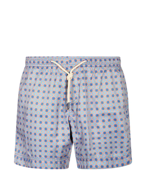 PENINSULA SWIMWEAR La Maddalena geometric-print drawstring-fastening swim shorts Blue P26SBS002LAMADDALENLM02