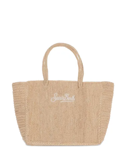 MC2 Saint Barth logo-embroidered raffia shoulder bag Neutrals HAND00100222L