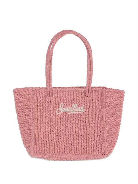 MC2 Saint Barth logo-embroidered raffia shoulder bag Pink HAND002