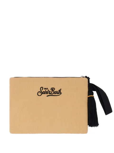 MC2 Saint Barth beaded leopard-print clutch bag Neutrals POU0002