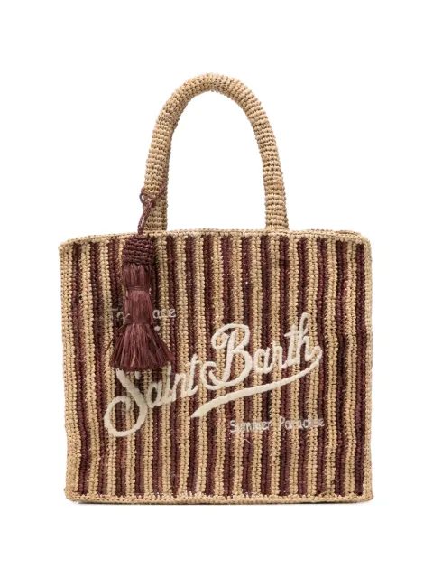 MC2 Saint Barth Collette striped raffia tote bag Red COL0013