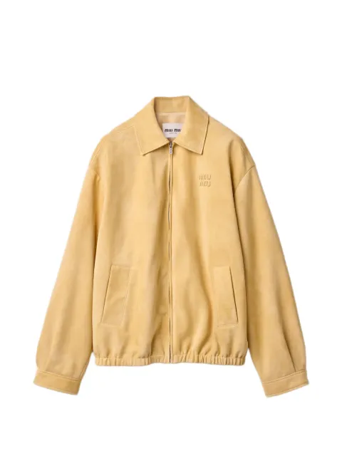 Miu Miu waxed suede blouson jacket Yellow MPW027SOOO19QL