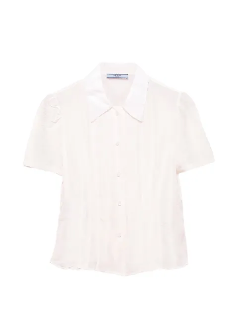 Prada garment-dyed washed silk shirt Neutrals P499HSOOO19ZL