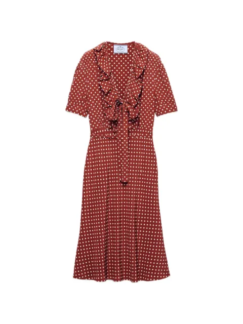 Prada polka-dot print marocain dress Brown P3S45RSOOO19ZN