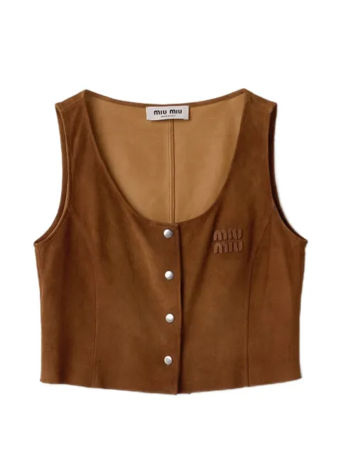 Miu Miu waxed suede top Brown MPT333SOOO19QL
