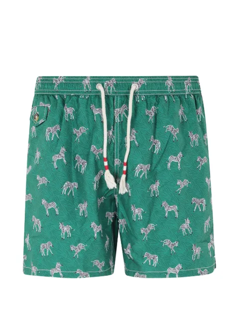 MC2 Saint Barth Lighting zebra-print swim shorts Green LIGHTING70098