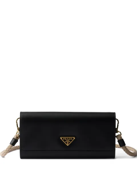 Prada leather wallet with shoulder strap Black 1MT0382HGF