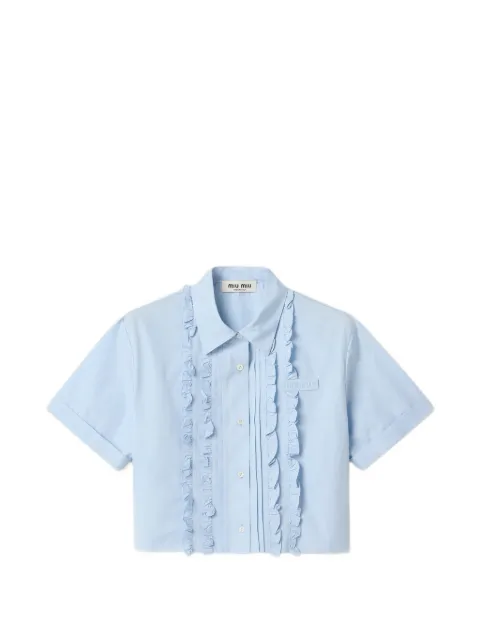Miu Miu ruffled cropped shirt Blue MK2045SOOO10RG