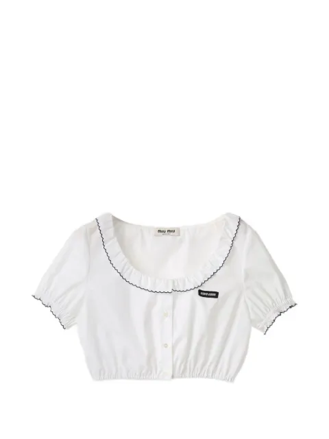 Miu Miu embroidered poplin crop top White MT2257SOOO197F