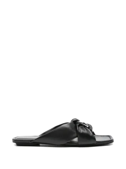 Stuart Weitzman ring-detail knotted slides Black SK867