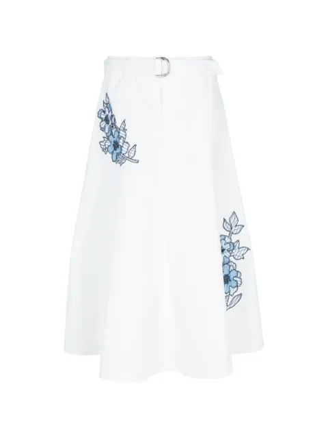 Cinq A Sept Samara floral-embroidered mid skirt White ZS625A8619Z